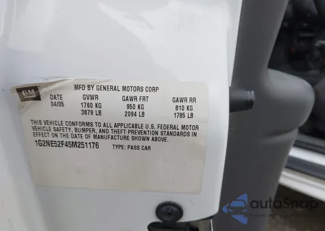 2005 Pontiac Grand Am Se from USA, damaged, VIN 1G2NE52F45M251176